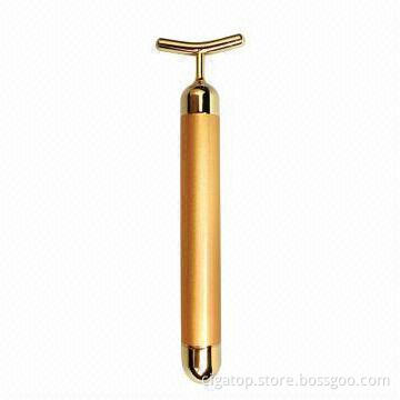 Face massager, T-shaped, gold-plated, vibration, waterproof, slim your face